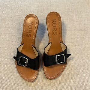 Michael Kors black leather low heel sandal